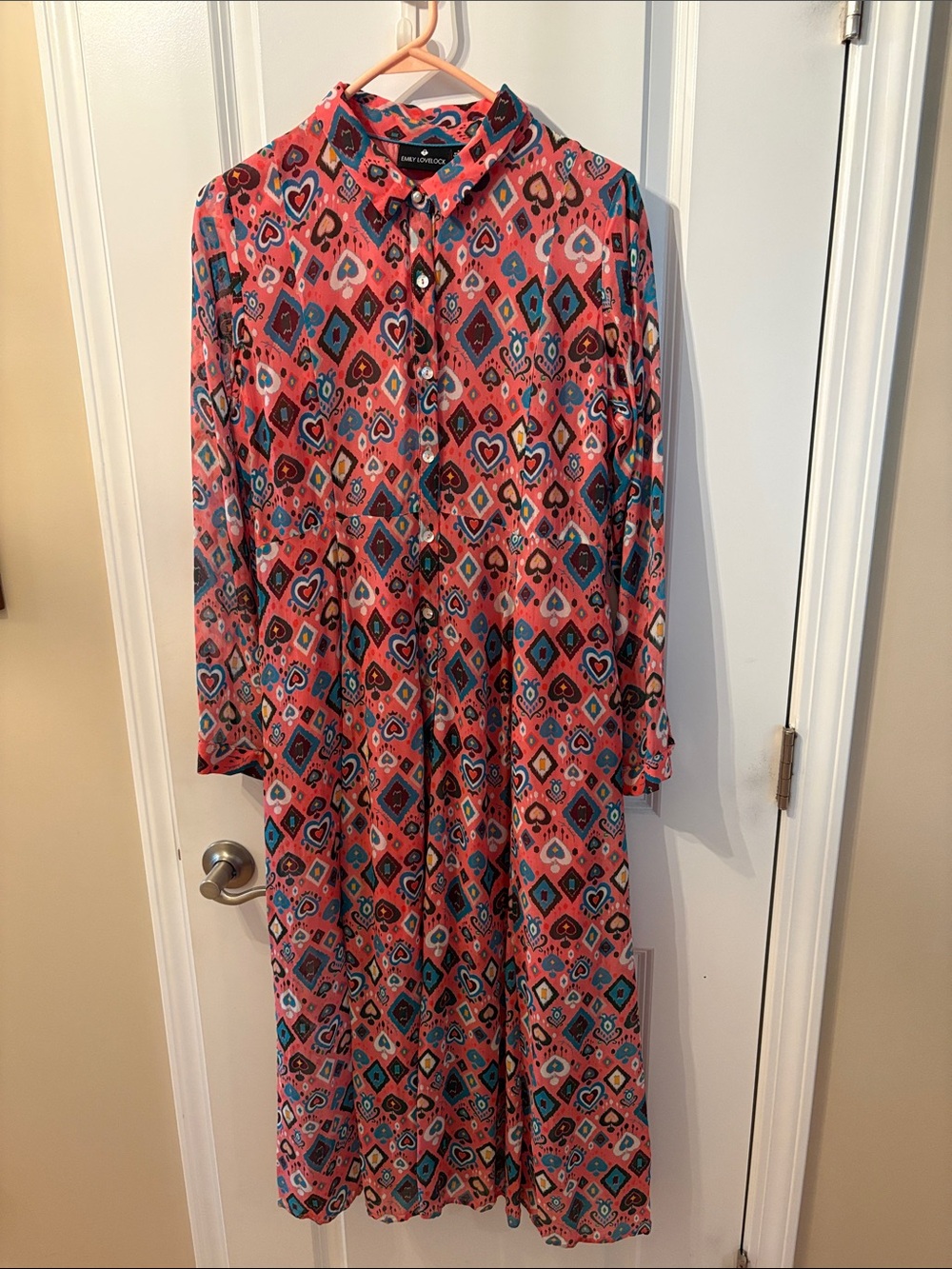Emily Lovelock Heart and Diamond Print Dress Sz Small
